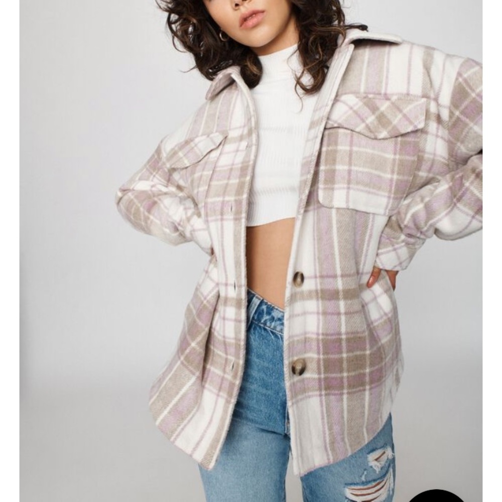 Garage Vancity Shacket in elderberry plaid size medium